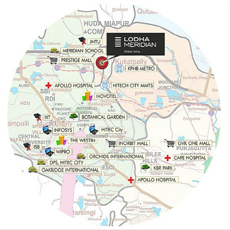 Lodha Meridian Location Map