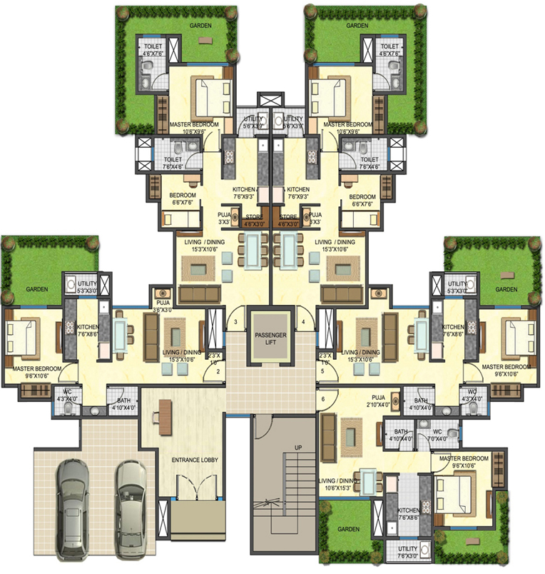 Downtown Floor Plans 1 2 BHK garden apartment Downtown Floor Plans 1 2 BHK garden apartment
