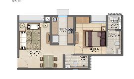 Lodha Upper Thane 1 BHK Floorplan 