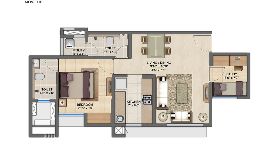 Lodha Upper Thane 2 BHK Optima Floorplan