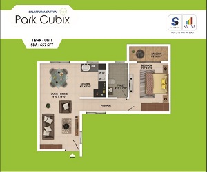 Salarpuria Sattva Park Cubix 1 BHK Floor Plan