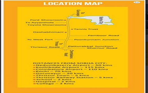 Sobha City Thrissur Location Map