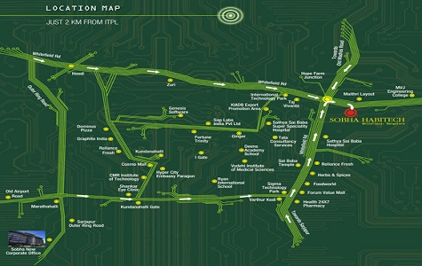 Sobha Habitech Location Map